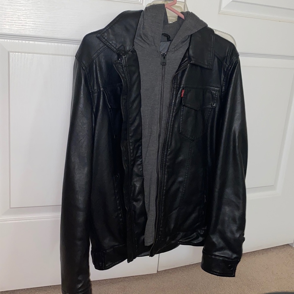Levi’s hooded pleather jacket
